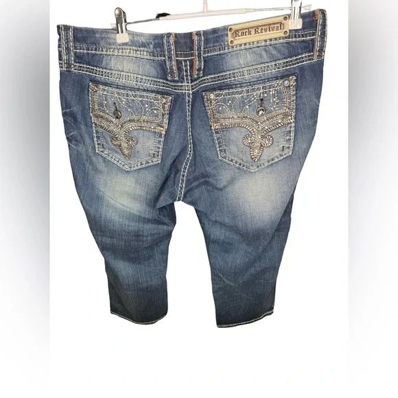 Rock Revival Women's Size 34x24 Embellished “Betty” Easy Crop Jeans - Picture 12 of 15